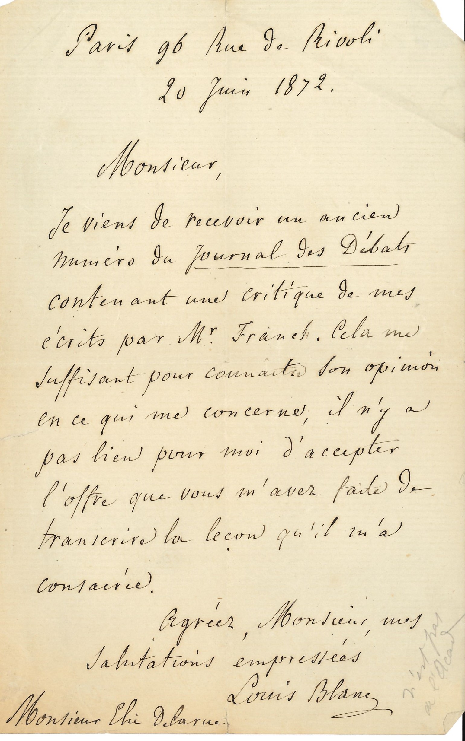 030 Louis BLANC (1811-1882) historien et homme politique, membre du gouvernement provisoire de 1848 Image